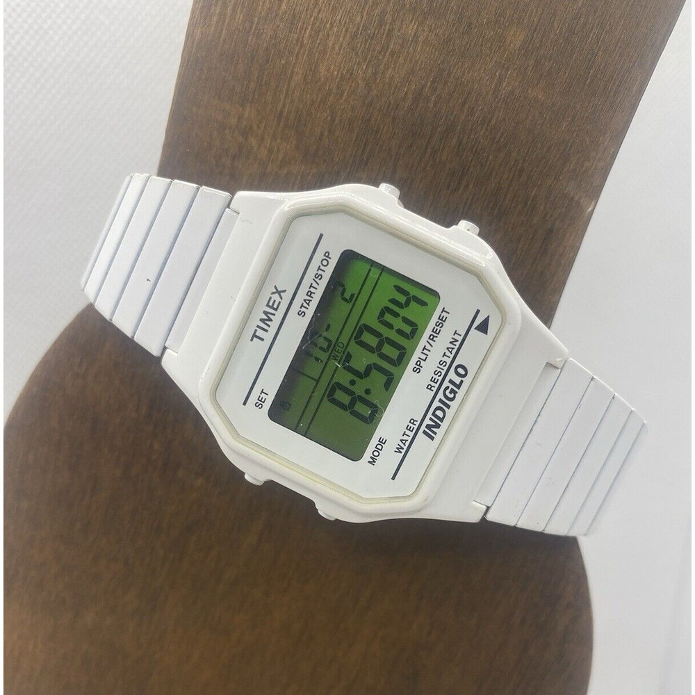 Timex Retro Indigo Timex Digital Watch  WR 30M CR 2016 Cell WHITE